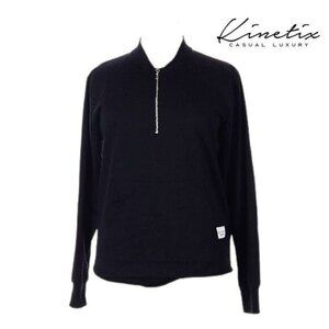 Black Half Zip Pullover‎ Long Sleeve Sweatshirt Quarter Zip Sweater